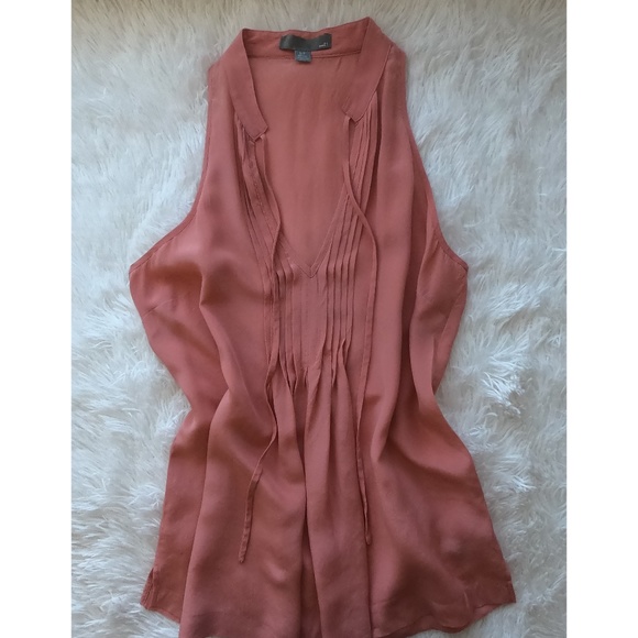 F21 Pink Pin Tuck Pleat Blouse Real Silk S - Picture 3 of 6